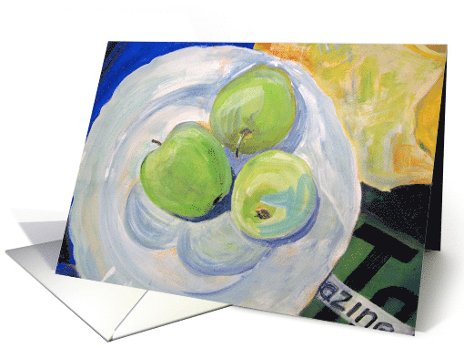 Get Well with Painting of Granny Smith Apples on a Plate card (745529)