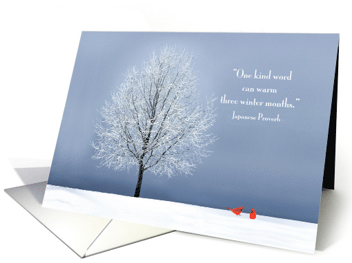 Winter Tree with Cardinals and Japanese Proverb Blank Any... (746534)