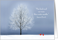 Winter Tree with Cardinals and Japanese Proverb Blank Any Occasion card