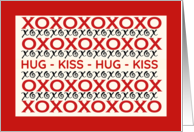 Missing You Valentine’s Day XOXO with Hugs and Kisses Design card