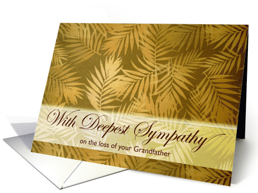 Grandfather Sympathy with Palm Fronds Printed Fabric Design card