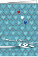 Missing You Since Deployment, Red White Blue Hearts card