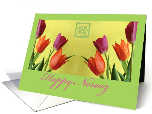 Happy Norooz Tulips With Tile on Spring Green Color card (756421)