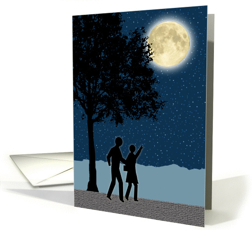 Chuseok, Admire the Moon, Couple in the Moon Light card (757885)