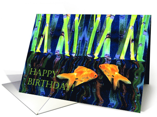 Twins Birthday with Two Goldfish Swimming Under Reeds card (758418)