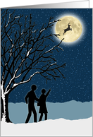 First Christmas for Newlywed Couple with Reindeer in Moonlight card