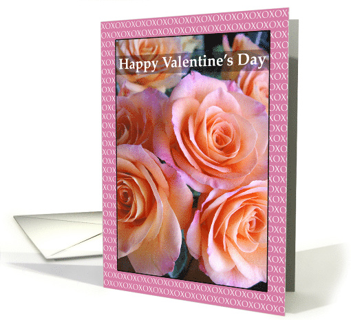 Sweetheart Valentine's Day Roses Bouquet in Peach and Pink card