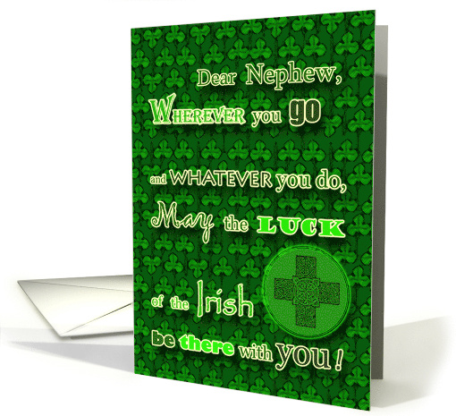 St. Patrick's Day for Nephew with Irish Blessing and Celtic Cross card