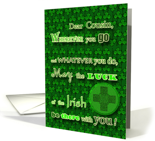 St. Patrick's Day for Cousin with Irish Blessing and Celtic Cross card
