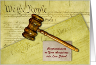 Acceptance into Law School Congratulations Custom Text with Gavel card