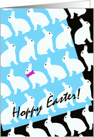Hoppy Easter with Rabbit Pattern and One Pink Bow Tie card