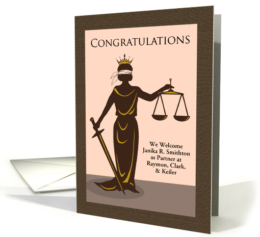 For Making Partner in Law Firm Congratulations Custom Front Text card