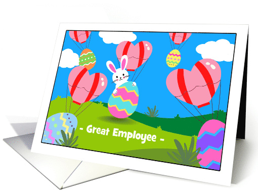 Employee Easter Custom Front with Heart Hot Air Balloons and Eggs card