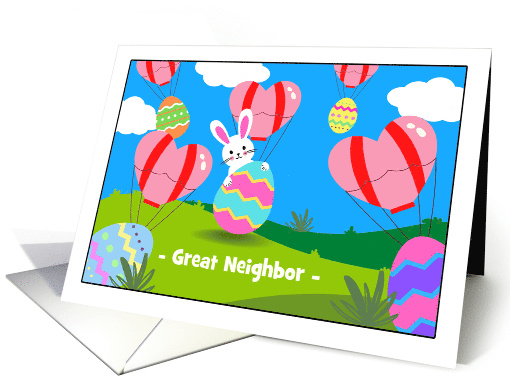 Neighbor Easter Custom Front with Heart Hot Air Balloons and Eggs card