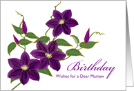 Mamaw Birthday with Purple Clematis Digital Illustration card