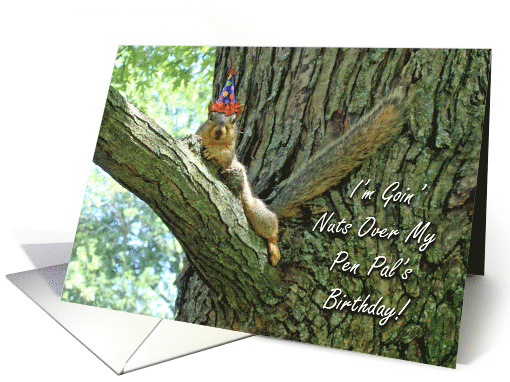 Pen Pal Birthday with Funny Squirrel and Party Hat card (797153)