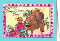 Valentine’s Day From Pet with Cat at the Piano card