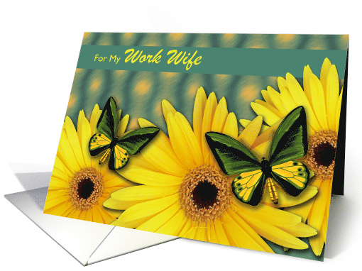 For Work Wife Mother's Day with Gerbera Daisies and Butterflies card