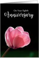 8th Wedding Anniversary with Pink Cyclamen on Black card