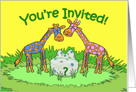 Baby Gender Reveal Party Invitation, Giraffes card