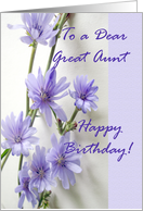 Birthday for Great Aunt with Purple Lavender Chicory Flowers card