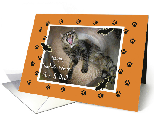 Howl-O-Ween for Parents with Howling Halloween Cat card (839170)