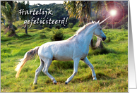 Birthday in Dutch with Mystical Unicorn Hartelijk gefeliciteerd card