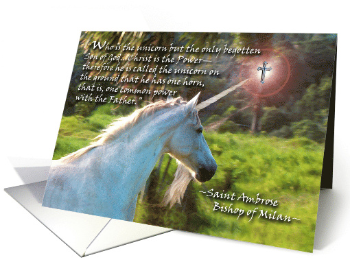 Religious Birthday for Priest with Christ is the Unicorn Theme card