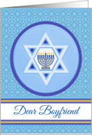 Boyfriend Hanukkah Wishes with Menorah and Star of David card