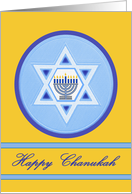 Chanukah Wishes with Menorah and Star of David card
