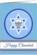Happy Chanukah Wishes with Menorah and Star of David card