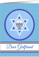 Girlfriend Hanukkah Wishes with Menorah and Star of David card