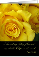 Get Well with Christian Psalm of Hope and Yellow Roses card