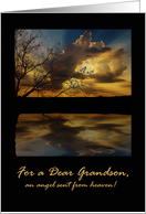 Birthday for Grandson, Dramatic Sunset and Lake card
