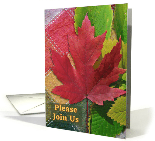 Fall Picnic Invitation with Red Maple and Elm Leaves on... (887180)