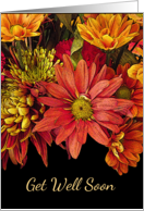 Get Well Soon with Autumn Flower Arrangement card