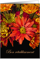 Get Well Soon in French, Autumn Flower Arrangement card