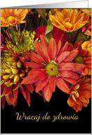 Get Well in Polish with Autumn Flower Arrangement card