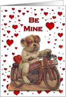 Vintage Motorcycle Dog Be Mine for Valentine’s Day card