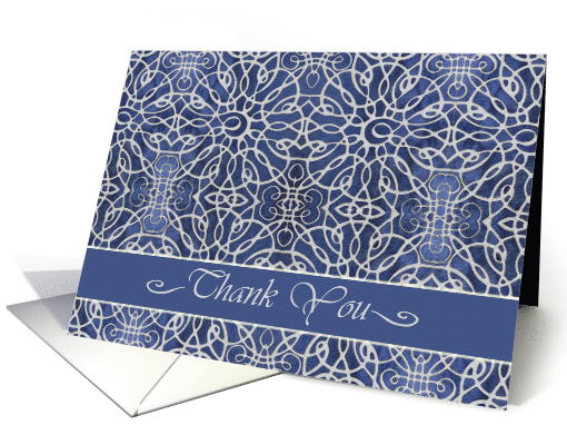 Elegant Filigree Design in Blue, Thank You card (895332)