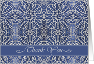 Elegant Filigree Design in Blue, Thank You card