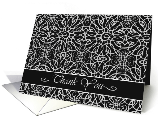 Thank You, Elegant Filigree Design in Black card (895372)