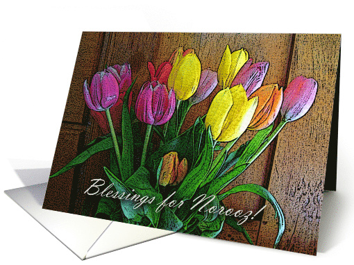 Blessings for Norooz with Tulips for the Persian New Year card