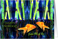 Norooz Wishes from All of Us with Goldfish in Water and Reeds card