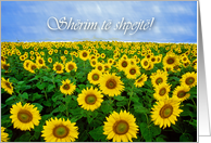 Get Well in Albanian with Field of Sunflowers card