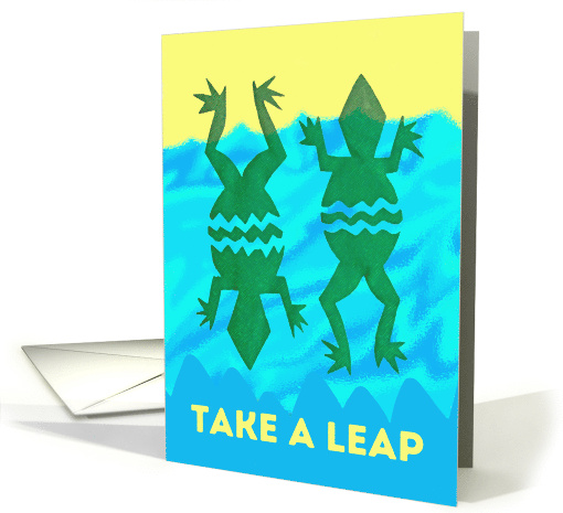 Leap Year Day with Leaping Rain Frogs and Water Waves card (898808)