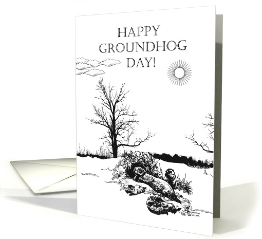 Happy Groundhog Day Groundhog Family Ventures Out card (898999)