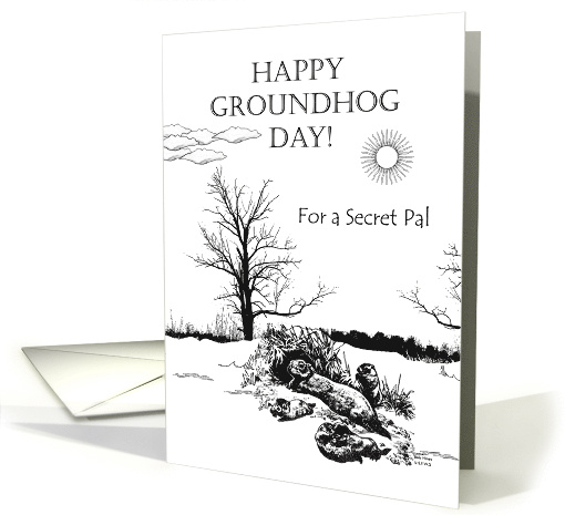 Groundhog Day for Secret Pal with Groundhog Family Venturing Out card