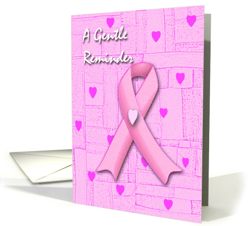 Breast Exam Reminder, Pink Ribbon and Hearts card (900346)