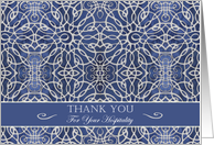 Thank You for Hospitality, Elegant Blue Filigree Design card